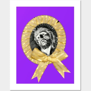 Jesus Christ in a frame with a golden bow Posters and Art